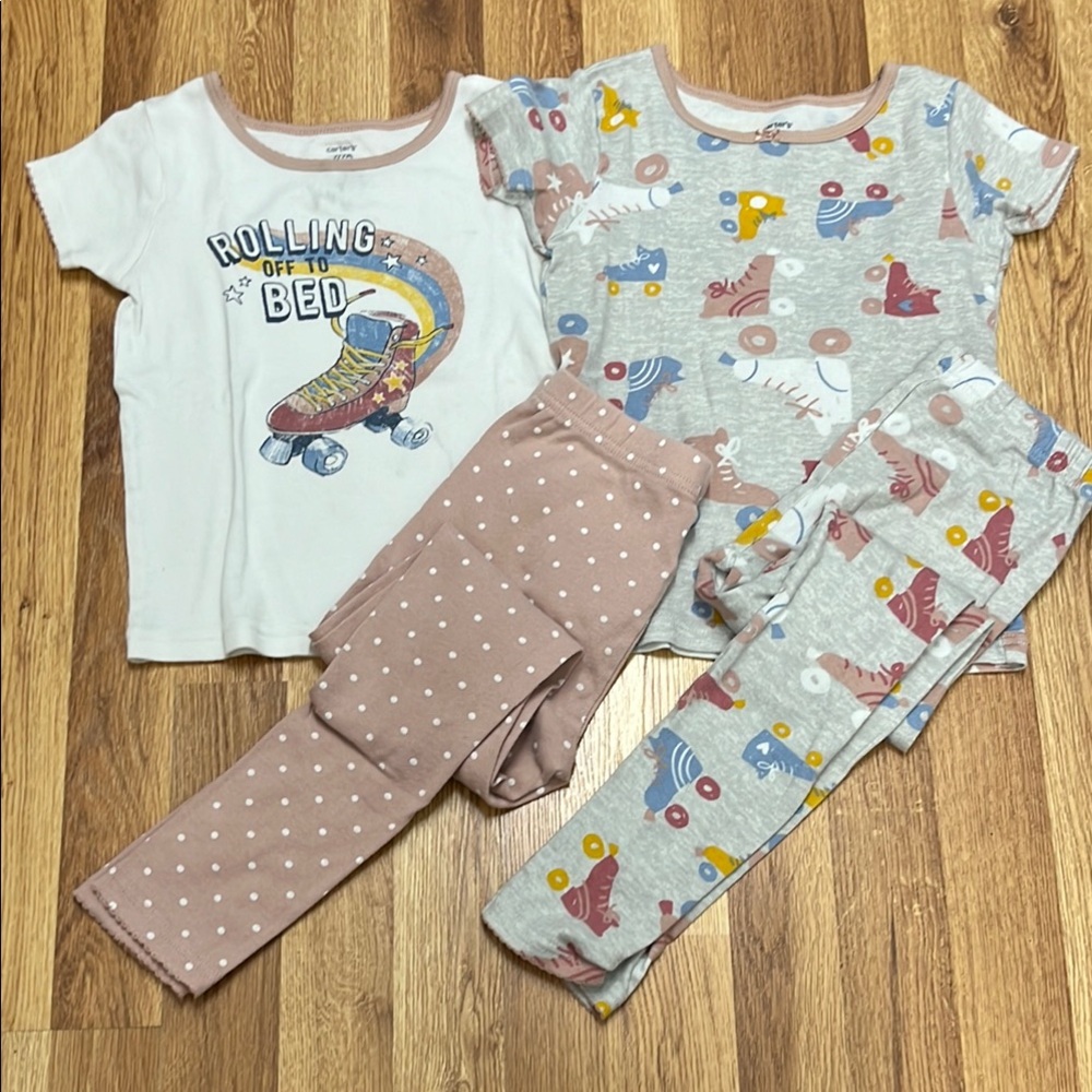 Carter’s Sz 7 Roller Skating Pajama 4-piece Set